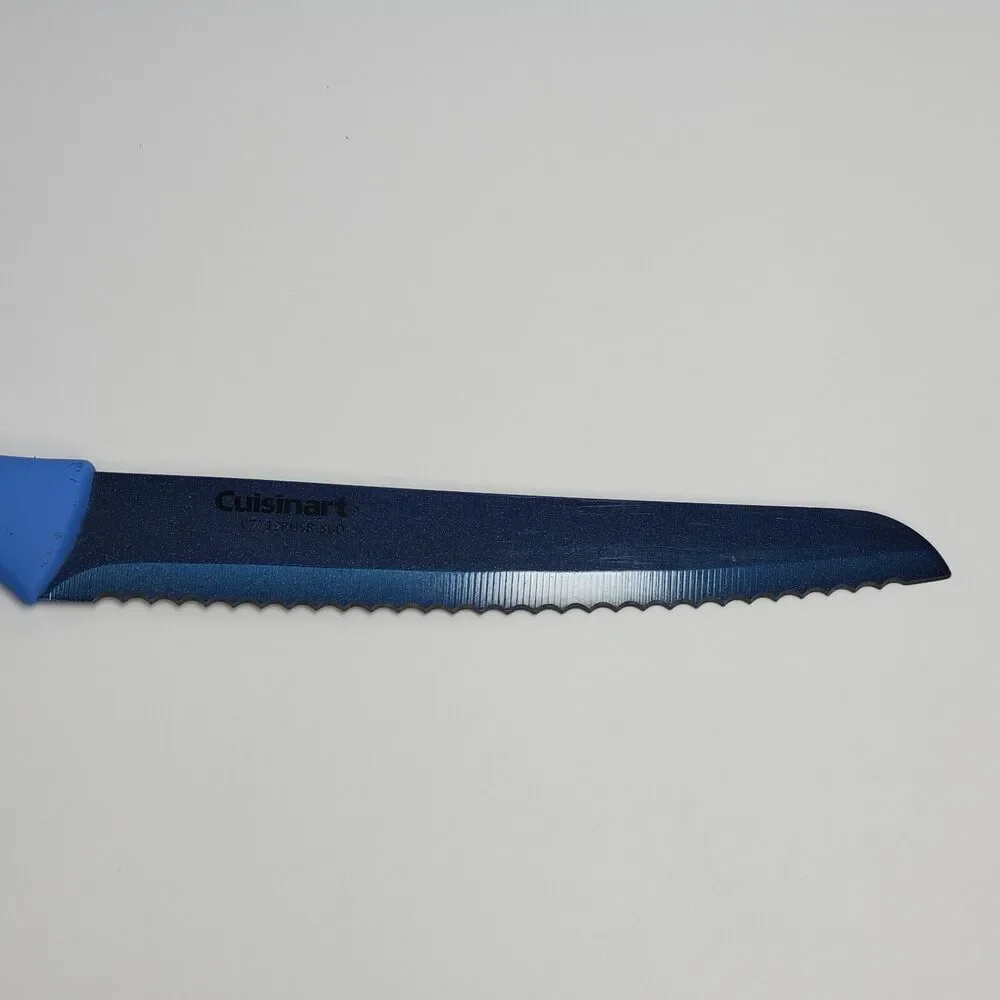 Cuisinart 2pc Knife‎ Set Purple 8in Slicing Blue 7.5in Serrated with Guards